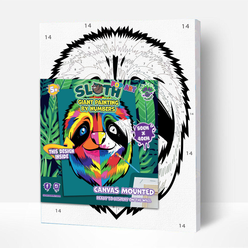 Numeromaalaus Sloth, Splat Planet, 30x40 cm hinta ja tiedot | Maalaa numeroiden mukaan | hobbyhall.fi