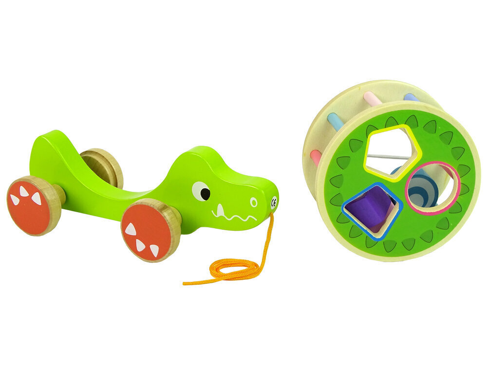 Puinen lajittelija narulla Lean Toys krokotiili, vihreä hinta ja tiedot | Vauvan lelut | hobbyhall.fi