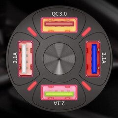 4x USB autolaturi + 19907 kaapeli hinta ja tiedot | Puhelimen laturit | hobbyhall.fi