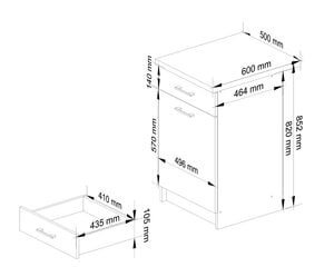 Keittiökaappi Akord Oliwia S50, musta/valkoinen hinta ja tiedot | Keittiön kaapit | hobbyhall.fi