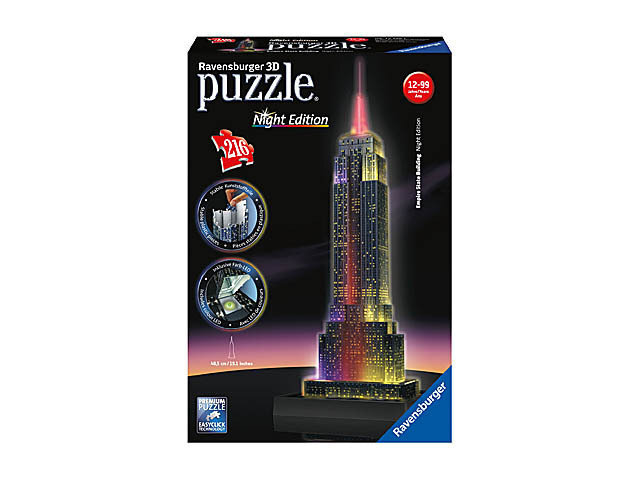 Ravensburger 3D hohtava pimeässä palapeli Empire State Building 216 kpl hinta ja tiedot | Palapelit | hobbyhall.fi