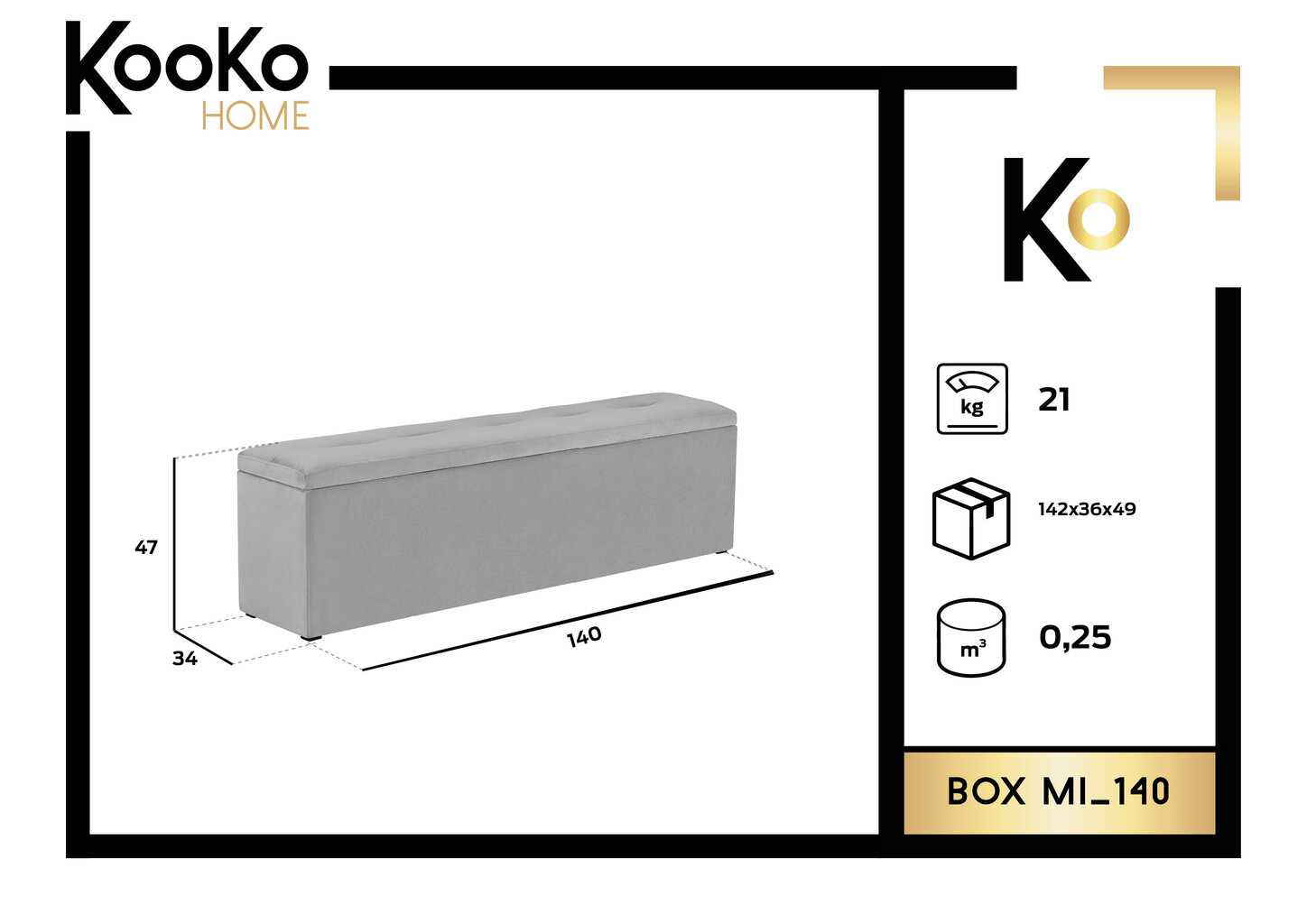 Rahi säilytyslaatikolla Kooko Home Mi 140, tummansininen hinta ja tiedot | Säkkituolit, rahit ja penkit | hobbyhall.fi