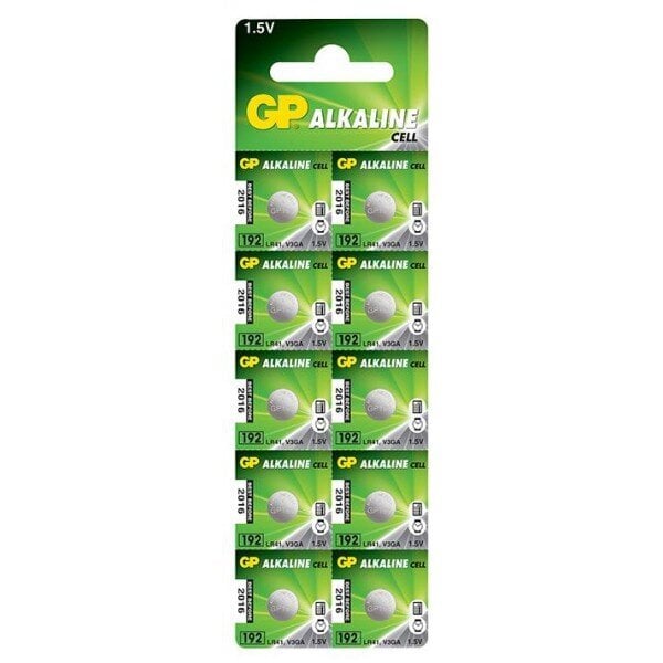 GP alkalikennot AG3/LR41, 10 kpl hinta ja tiedot | Paristot | hobbyhall.fi