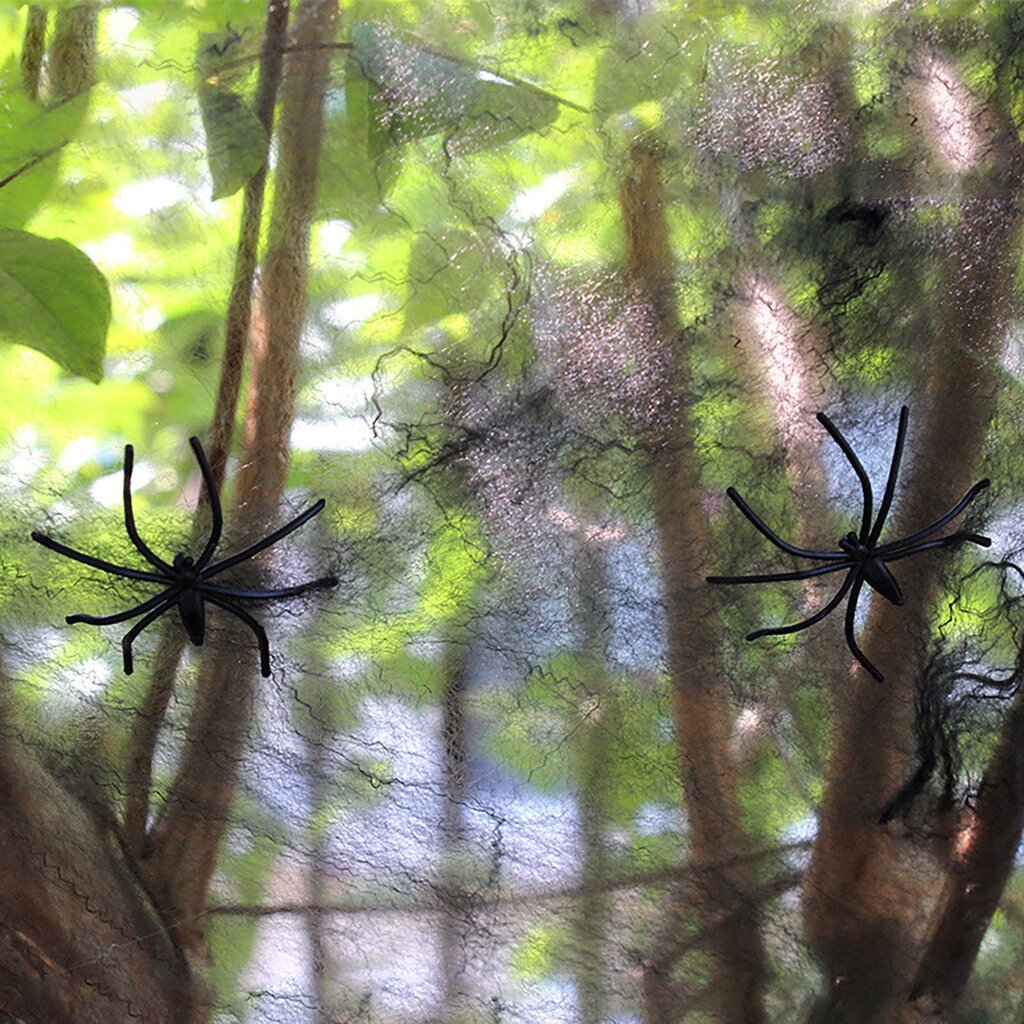 Setti Halloween-koristeita 10 hämähäkkiä, 300 gr, valkoinen verkko hinta ja tiedot | Juhlakoristeet | hobbyhall.fi