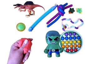 Lelusarja 3-7 vuotiaille. lapsille, 10 osaa Hulk pop it, fidgetejä, käärme, dinosaurus, malli hinta ja tiedot | Lautapelit ja älypelit | hobbyhall.fi