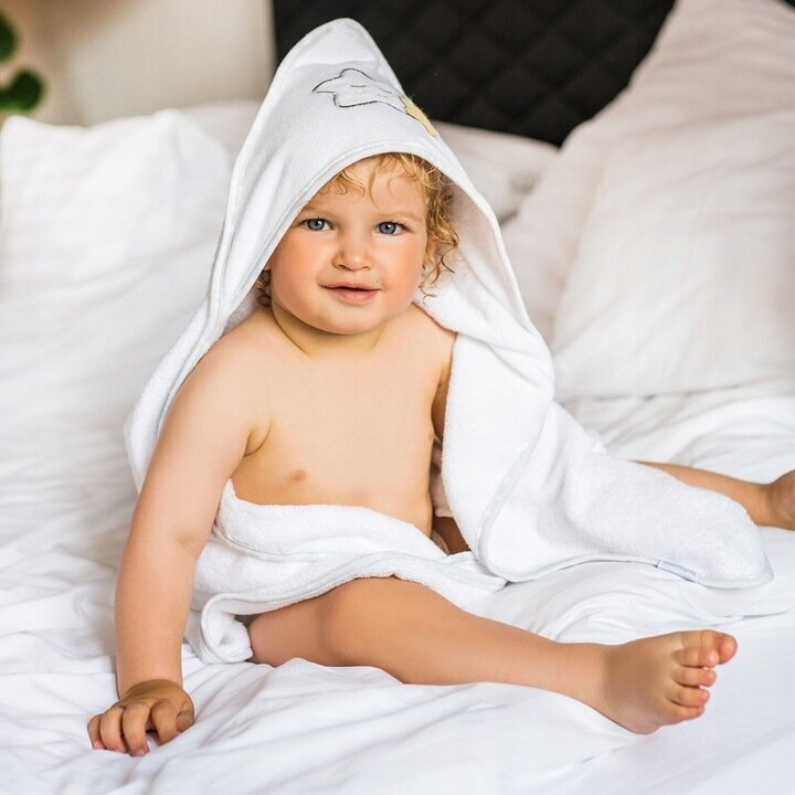 Vauvan pyyhe, 85x85 cm, valkoinen hinta ja tiedot | Kylpyvälineet | hobbyhall.fi