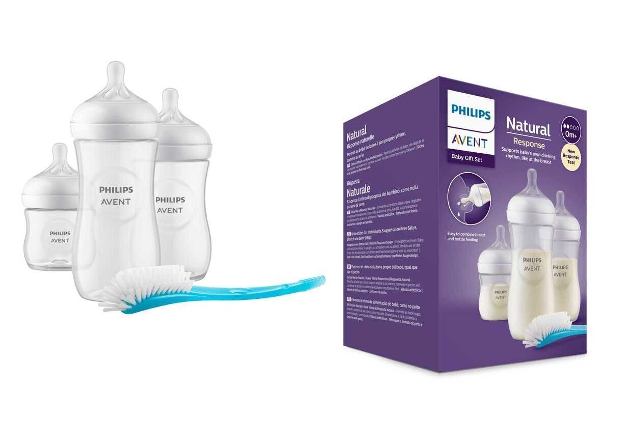 Pullosarja Philips Avent Natural Response Scd837/12, 0 kk+, 3 kpl. hinta ja tiedot | Tuttipullot ja tarvikkeet | hobbyhall.fi