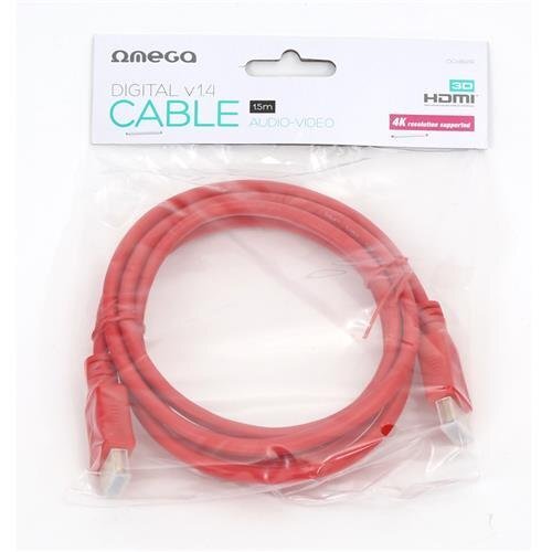 Omega HDMI v1.4, 1,5 m, punainen hinta ja tiedot | Kaapelit ja adapterit | hobbyhall.fi