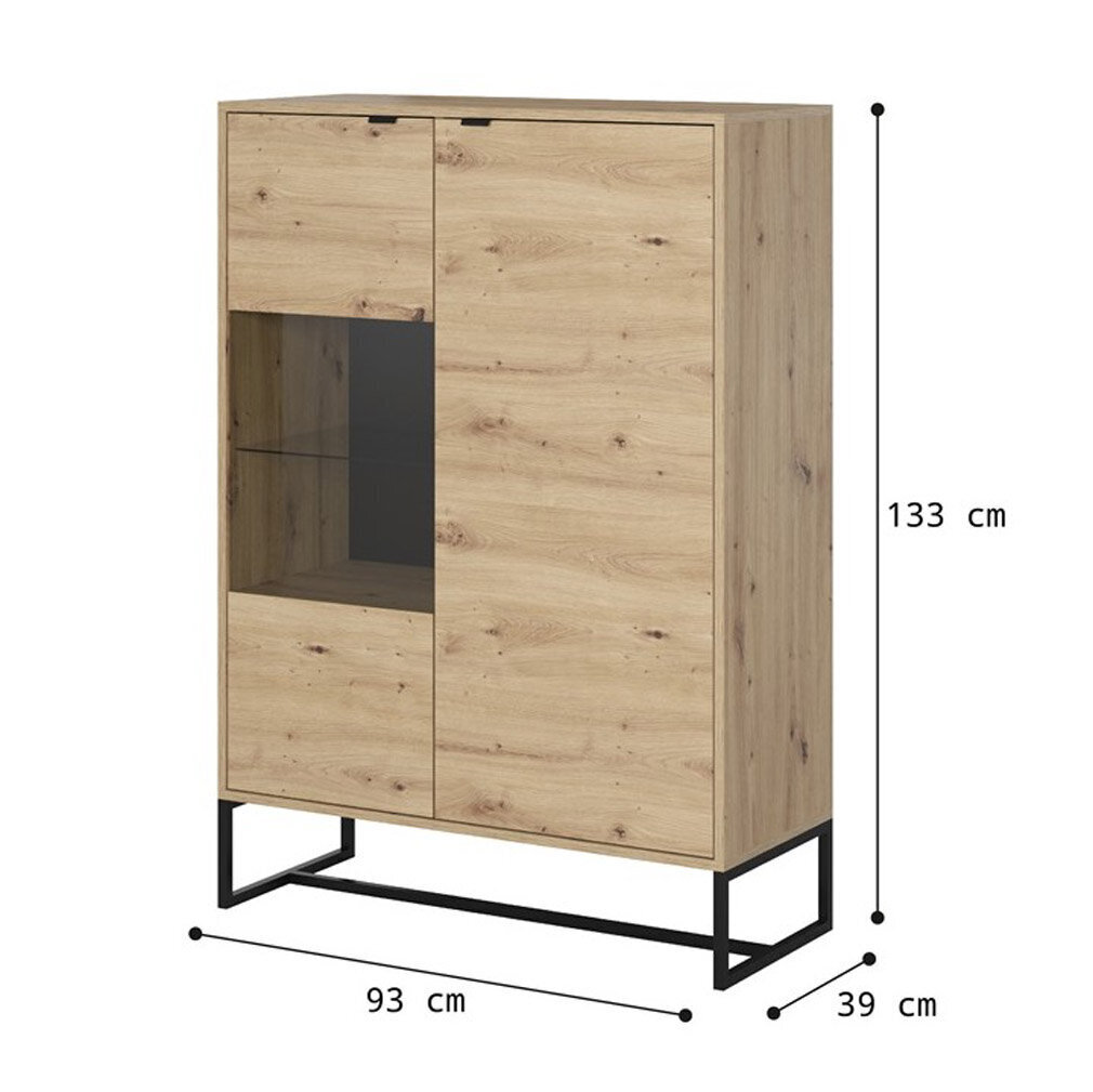 Vitriini AKL Furniture Amber AWT93, ruskea hinta ja tiedot | Vitriinit | hobbyhall.fi
