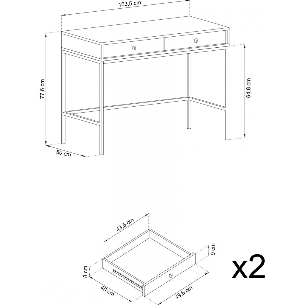 Meikkipöytä AKL Furniture Mono MT104, sininen hinta ja tiedot | Peilipöydät | hobbyhall.fi