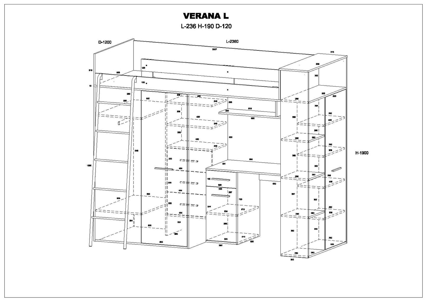 Parvisänky Meblocross Verana L, 200x90 cm, ruskea/vihreä hinta ja tiedot | Lastensängyt | hobbyhall.fi