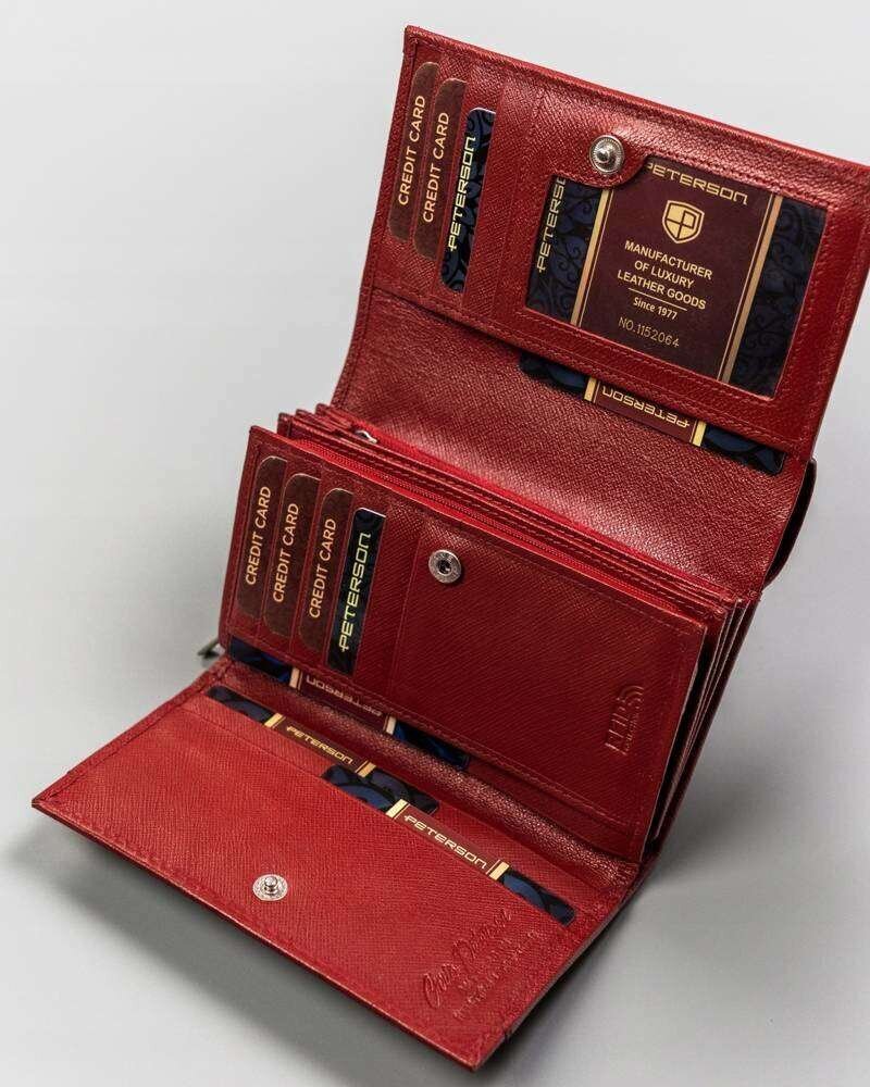 Suuri naisten lompakko Peterson D22, punainen hinta ja tiedot | Naisten lompakot | hobbyhall.fi