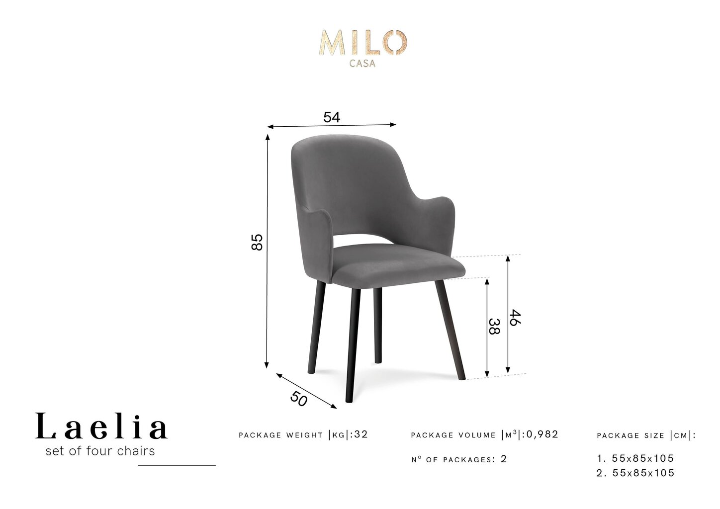 4 tuolin setti Milo Casa Laelia, beige hinta ja tiedot | Ruokapöydän tuolit | hobbyhall.fi