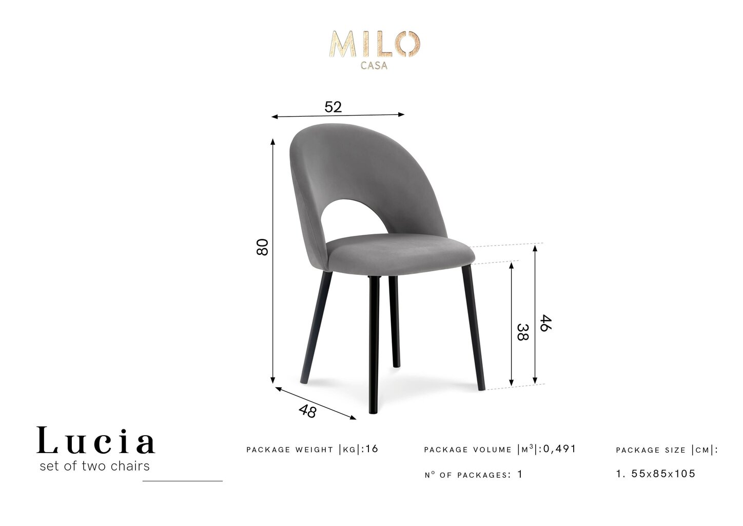 2 tuolin setti Milo Casa Lucia, beige hinta ja tiedot | Ruokapöydän tuolit | hobbyhall.fi