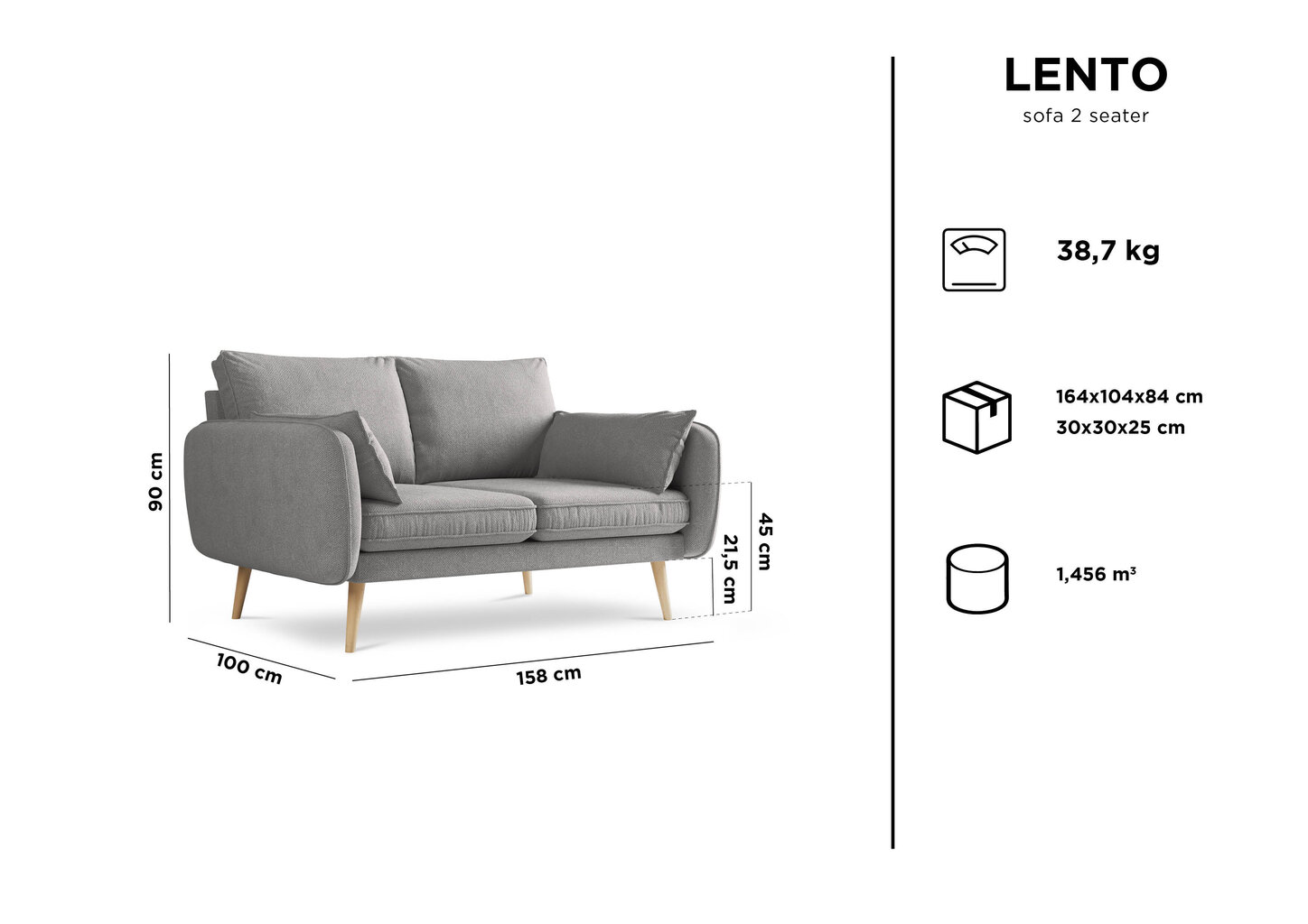 Kahden istuttava sohva Kooko Home Lento, vaalea beige/ruskea hinta ja tiedot | Sohvat ja vuodesohvat | hobbyhall.fi