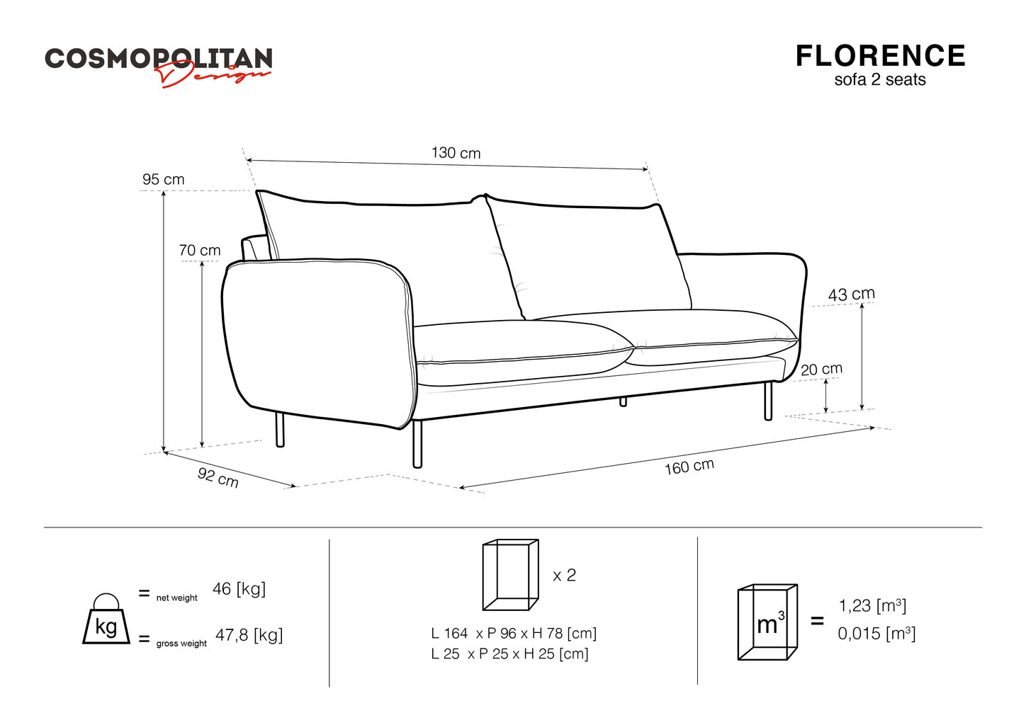 Kahden istuttava sohva Cosmopolitan Design Florence, keltainen hinta ja tiedot | Sohvat ja vuodesohvat | hobbyhall.fi