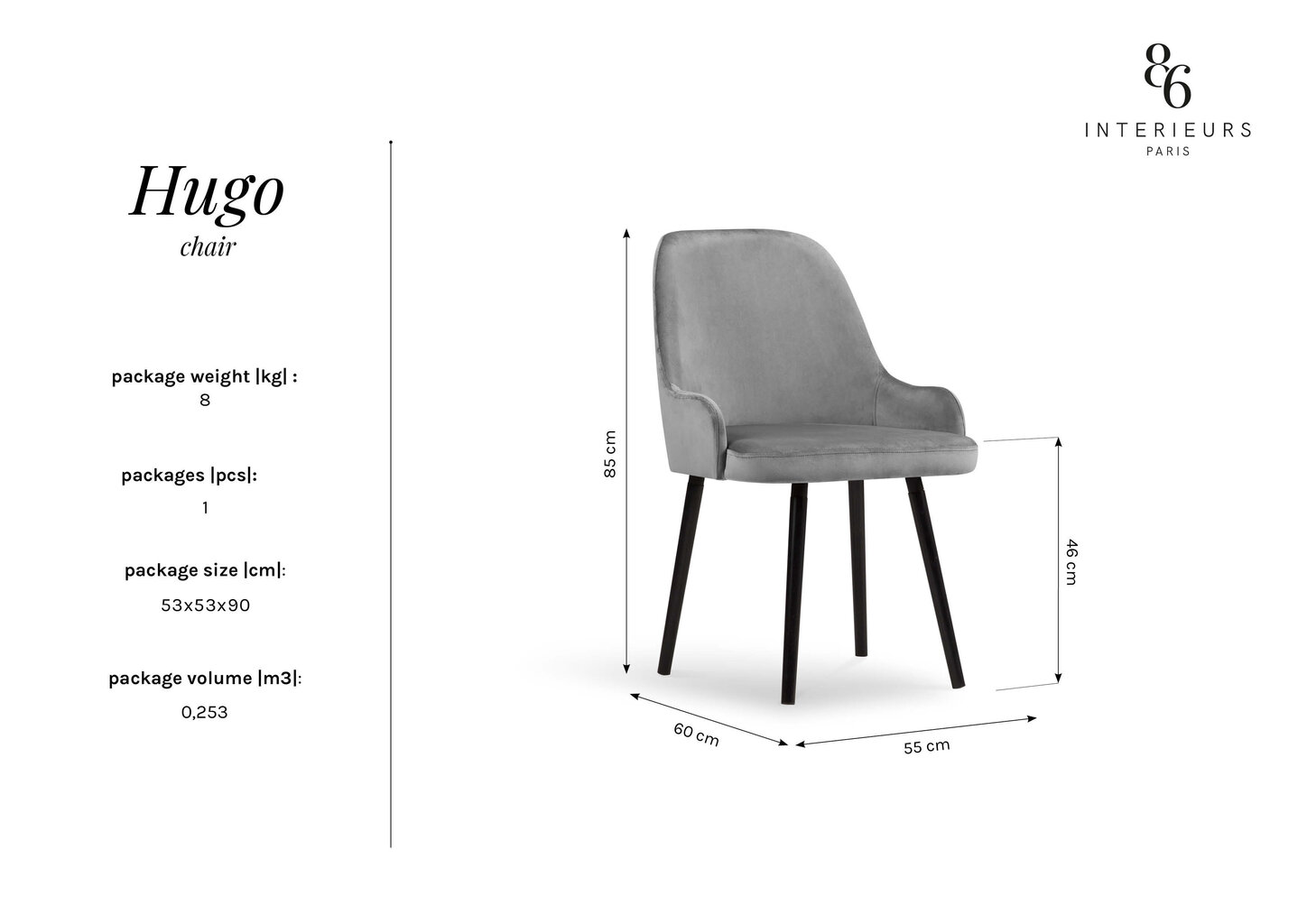 Tuoli Interieurs86 Hugo 85, musta hinta ja tiedot | Ruokapöydän tuolit | hobbyhall.fi