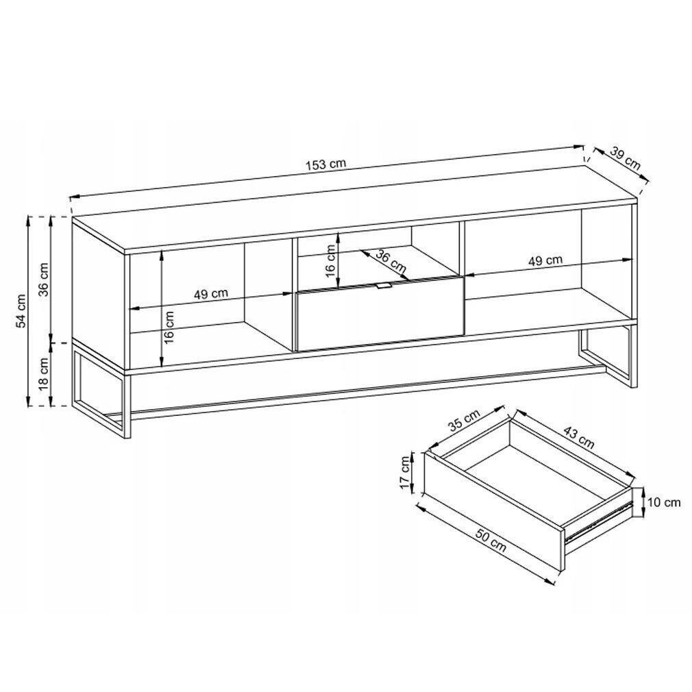 TV-taso AKL Furniture Amber ARTV153, ruskea hinta ja tiedot | TV-tasot | hobbyhall.fi