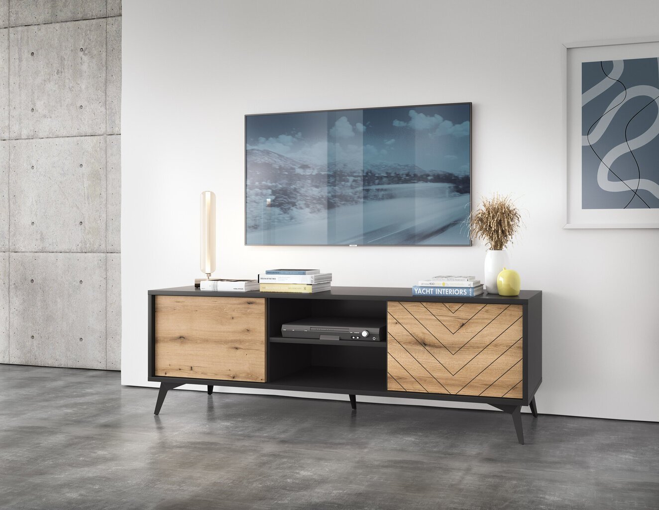 TV-taso AKL Furniture Diamond Sands 154, ruskea/musta hinta ja tiedot | TV-tasot | hobbyhall.fi