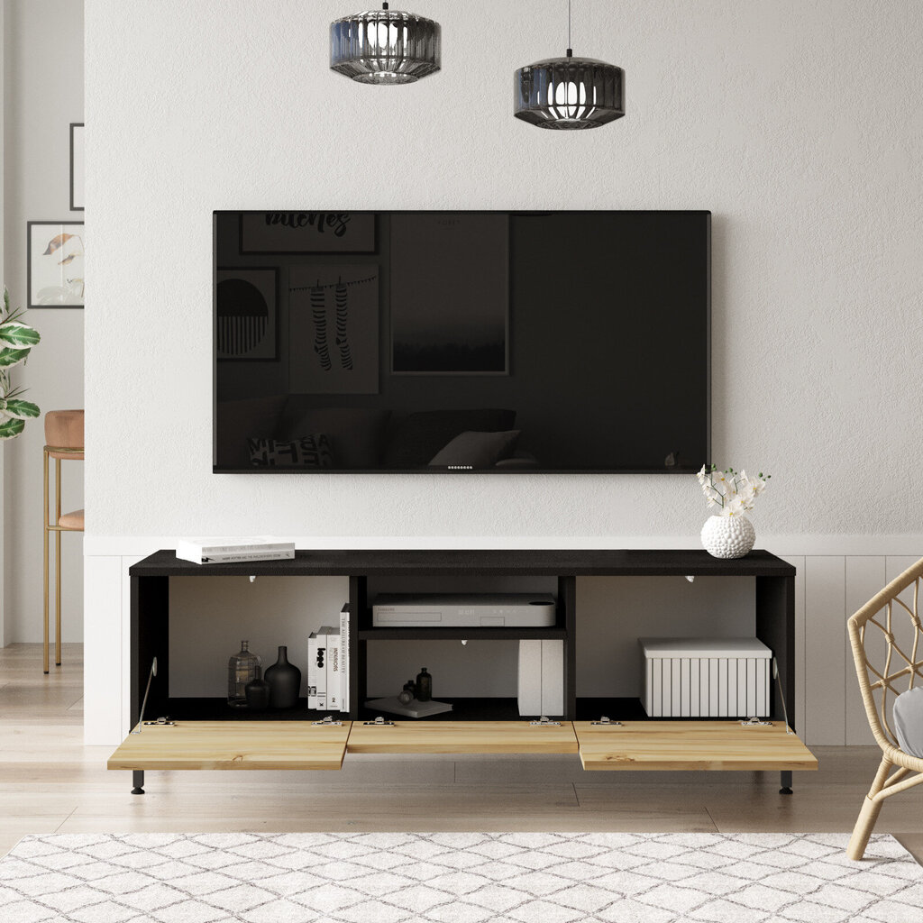 TV-teline, Asir, 140x47x36 cm, musta hinta ja tiedot | TV-tasot | hobbyhall.fi