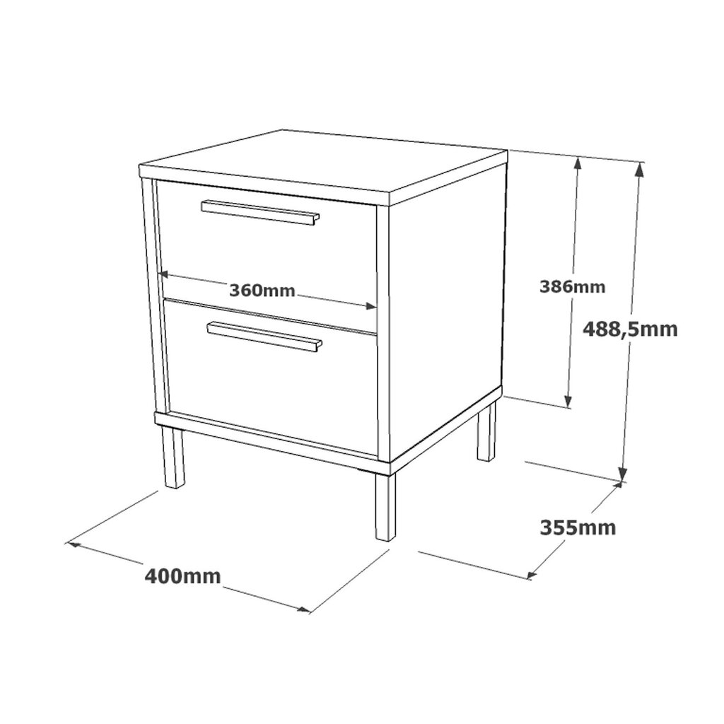 Yöpöytä, Asir, 40x49x36 cm, musta hinta ja tiedot | Yöpöydät | hobbyhall.fi