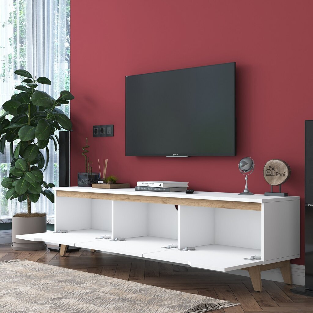 TV-teline, Asir, 180x49x 35 cm, valkoinen/beige hinta ja tiedot | TV-tasot | hobbyhall.fi