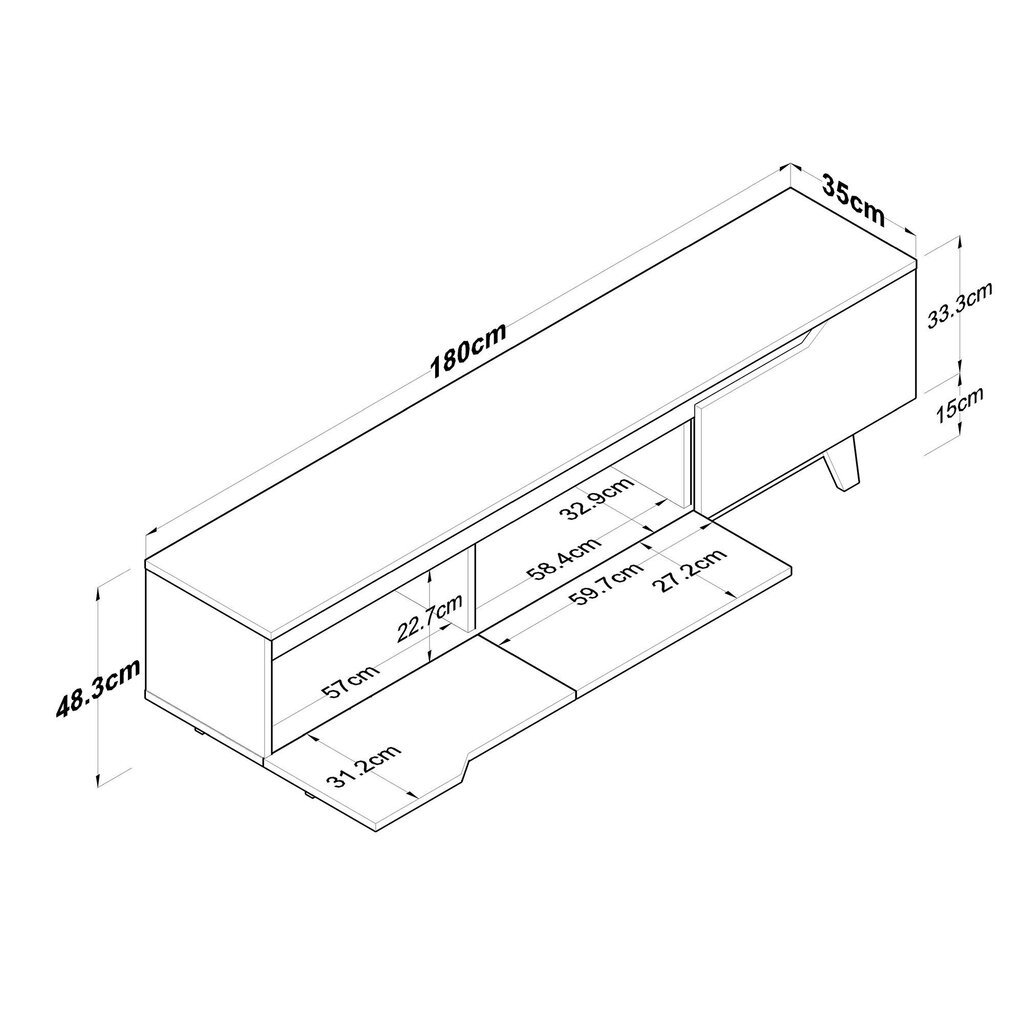 TV-teline, Asir, 180x49x 35 cm, valkoinen/beige hinta ja tiedot | TV-tasot | hobbyhall.fi