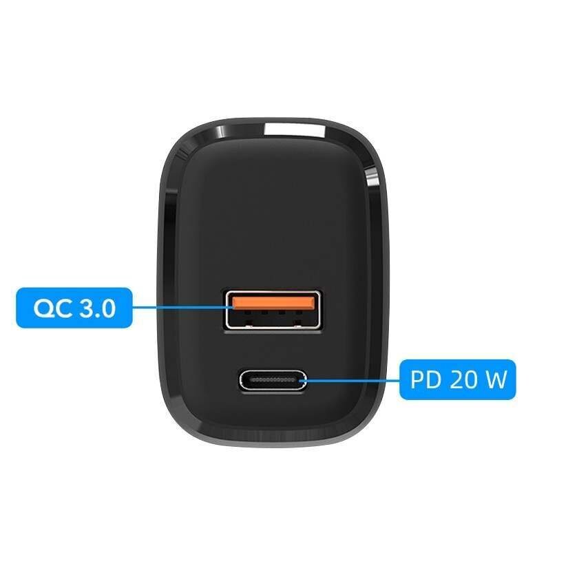 QC 3.0 USB C PD 20W seinälaturi, musta hinta ja tiedot | Puhelimen laturit | hobbyhall.fi