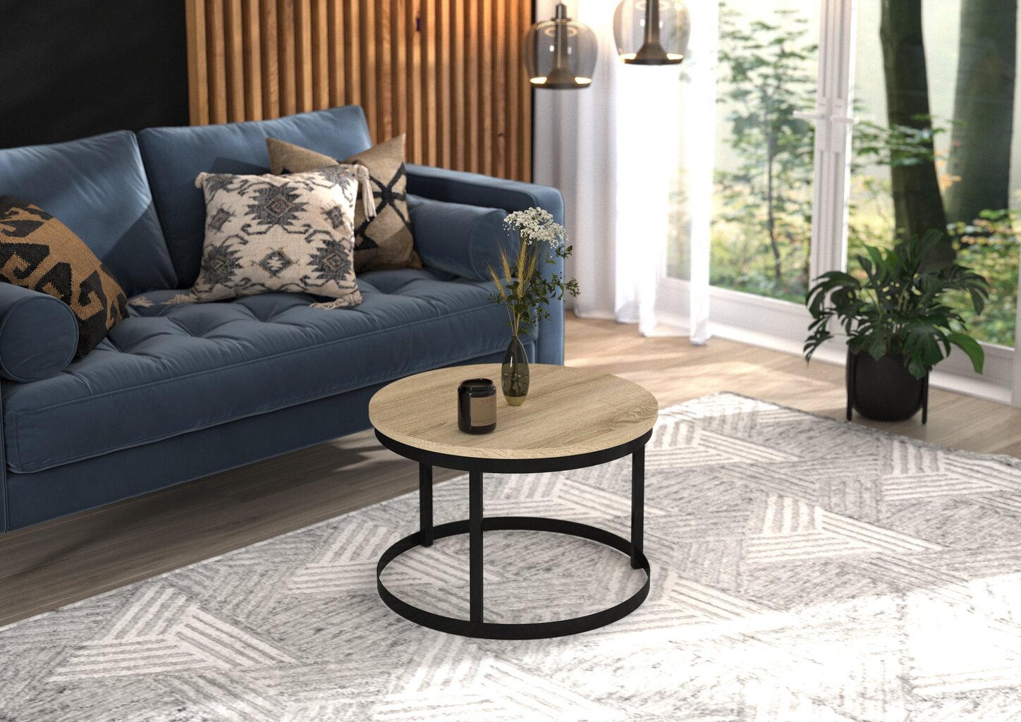 Rinen sohvapöytä, 55x55cm, vaaleanruskea/musta hinta ja tiedot | Sohvapöydät | hobbyhall.fi