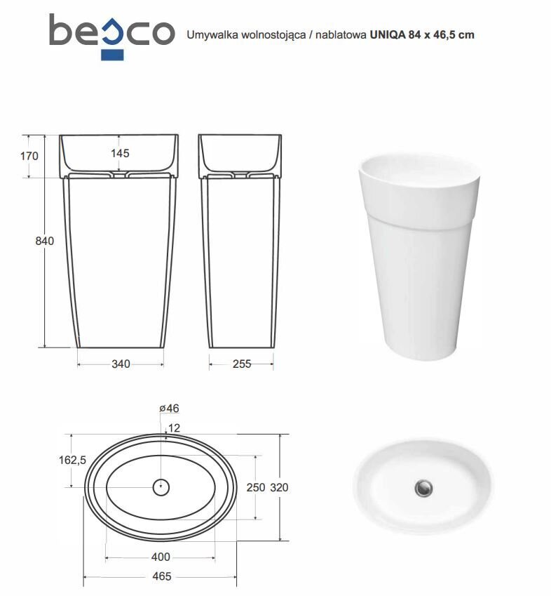 Besco Uniqa pesuallas jalustalla hinta ja tiedot | Pesualtaat | hobbyhall.fi