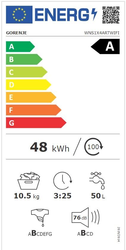 Gorenje WNS1X4ARTWIFI hinta ja tiedot | Pyykinpesukoneet | hobbyhall.fi