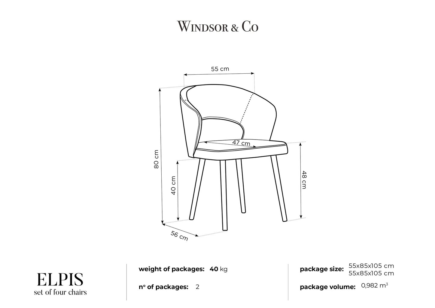 4 tuolin setti Windsor and Co Elpis, tummansininen hinta ja tiedot | Ruokapöydän tuolit | hobbyhall.fi