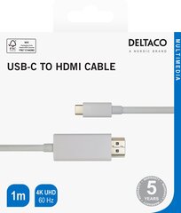 Deltaco, USB-C - HDMI, 1 m hinta ja tiedot | Kaapelit ja adapterit | hobbyhall.fi