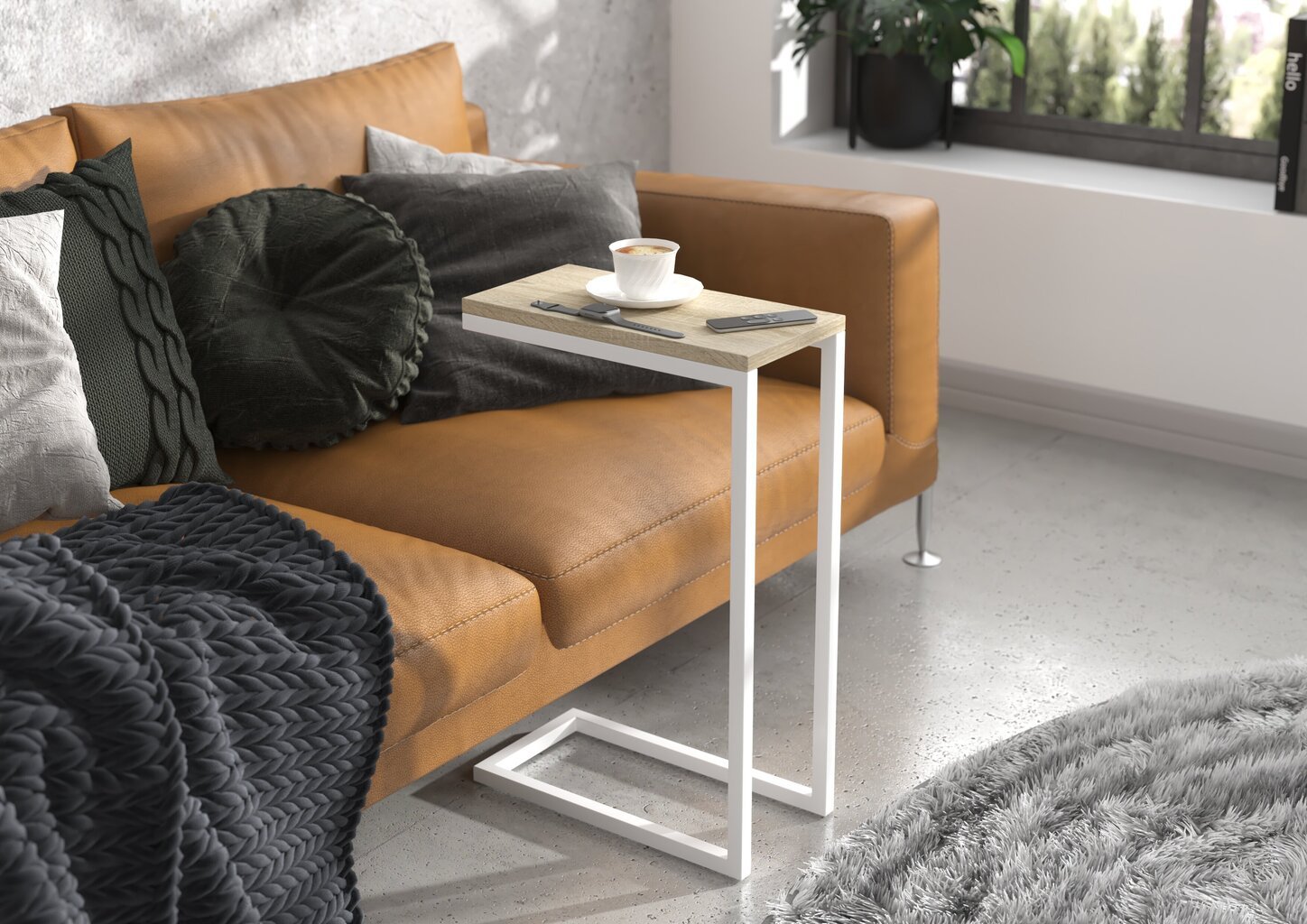 Sivupöytä Spark, 62x30x40 cm, vaaleanruskea/valkoinen hinta ja tiedot | Sohvapöydät | hobbyhall.fi