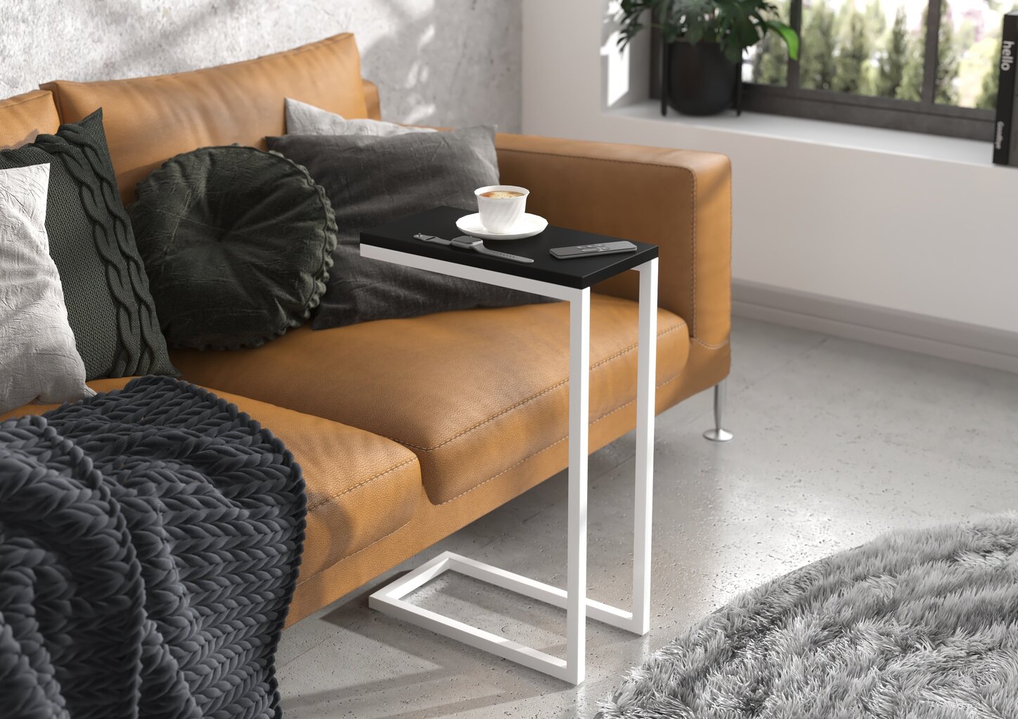 Sivupöytä Spark, 62x30x40 cm, musta/valkoinen hinta ja tiedot | Sohvapöydät | hobbyhall.fi