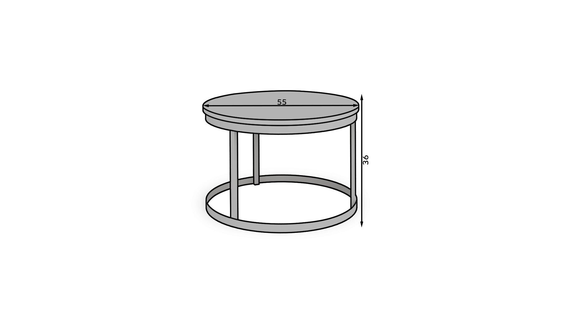 Rinen sohvapöytä, 55x55cm, harmaa, musta hinta ja tiedot | Sohvapöydät | hobbyhall.fi