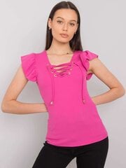 Vaaleanpunainen pusero, jossa nauhallinen pääntie hinta ja tiedot | Naisten T-paidat | hobbyhall.fi