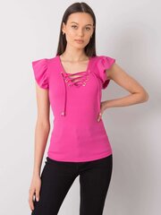 Vaaleanpunainen pusero, jossa nauhallinen pääntie hinta ja tiedot | Naisten T-paidat | hobbyhall.fi