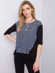 RUE PARIS Musta ja sininen kuviollinen pusero. hinta ja tiedot | Naisten paidat | hobbyhall.fi