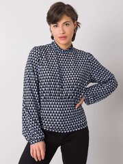 RUE PARIS Musta ja sininen geometrinen kuviollinen pusero. hinta ja tiedot | Naisten paidat | hobbyhall.fi