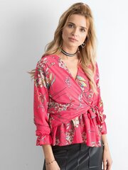 Vaaleanpunainen kukkapusero sidoksilla. hinta ja tiedot | Naisten paidat | hobbyhall.fi
