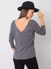 Tummanharmaa melange-pusero, jossa pääntie selässä. hinta ja tiedot | Naisten paidat | hobbyhall.fi
