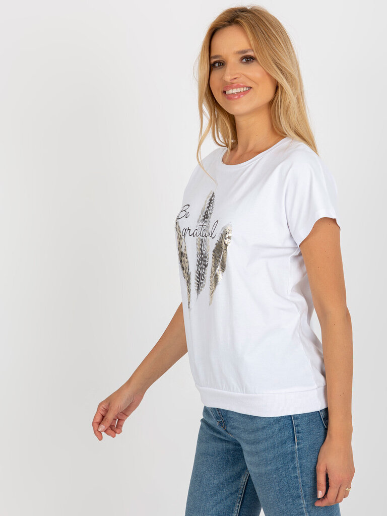 Naisten valkoinen T-paita printillä hinta ja tiedot | Naisten paidat | hobbyhall.fi