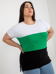 Naisten valkoinen-vihreä plus-kokoinen pusero hinta ja tiedot | Naisten paidat | hobbyhall.fi
