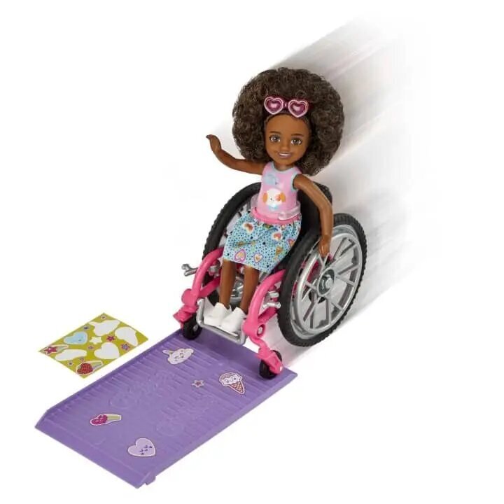 Barbie-nukke Chelsea rattaissa ruskeat hiukset HGP29 hinta ja tiedot | Tyttöjen lelut | hobbyhall.fi