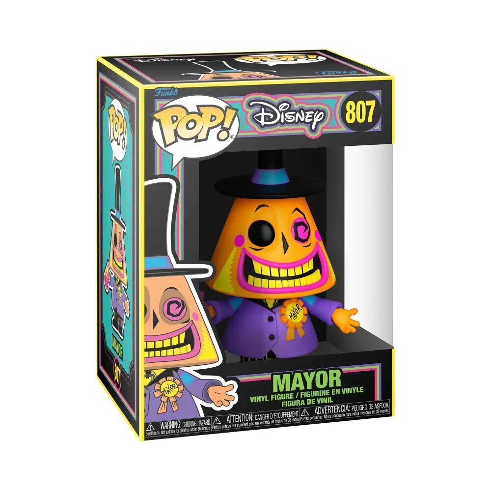 Funko Pop! Disney: Painajainen ennen joulua - Pormestari (Musta valo) #807 Vinyylihahmo hinta ja tiedot | Poikien lelut | hobbyhall.fi