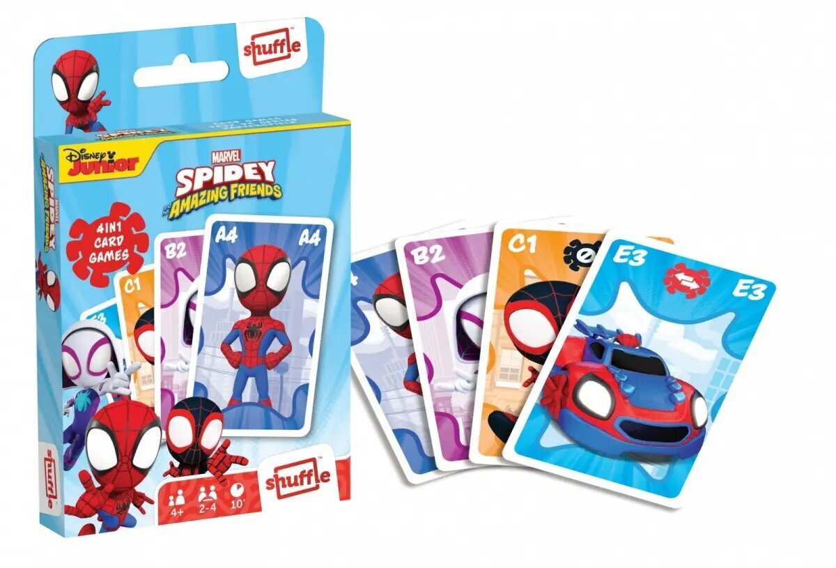 Shuffle Fun 4in1 Marvel Spidey -korttipeli ja Super-Ystävät hinta ja tiedot | Lautapelit ja älypelit | hobbyhall.fi