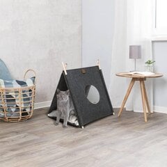 Teltan muotoinen peti kissoille Trixie, 46x52x50 cm, harmaa hinta ja tiedot | Pedit ja pesät | hobbyhall.fi