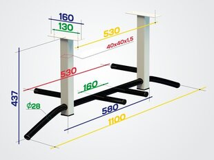Leuanvetotanko mikä kiinnitetään kattoon (400 mm) Sanro LA-3, mustana hinta ja tiedot | Leuanvetotangot | hobbyhall.fi