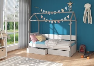 Sänky ADRK Furniture Otello 80x180 cm, valkoinen/harmaa hinta ja tiedot | Lastensängyt | hobbyhall.fi
